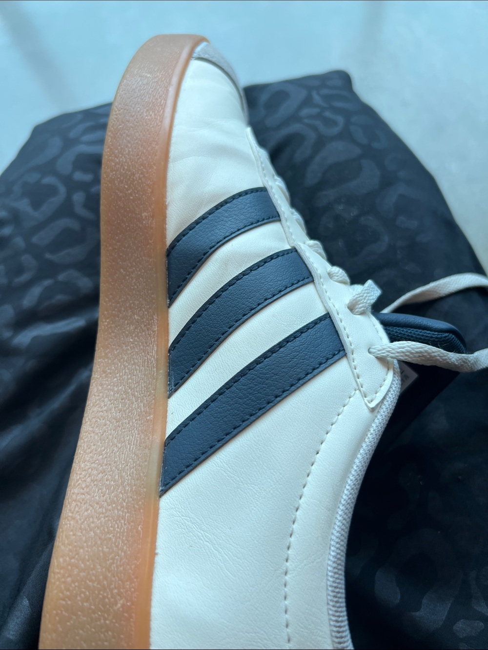adidas White & Navy Low-Top Leather Sneakers